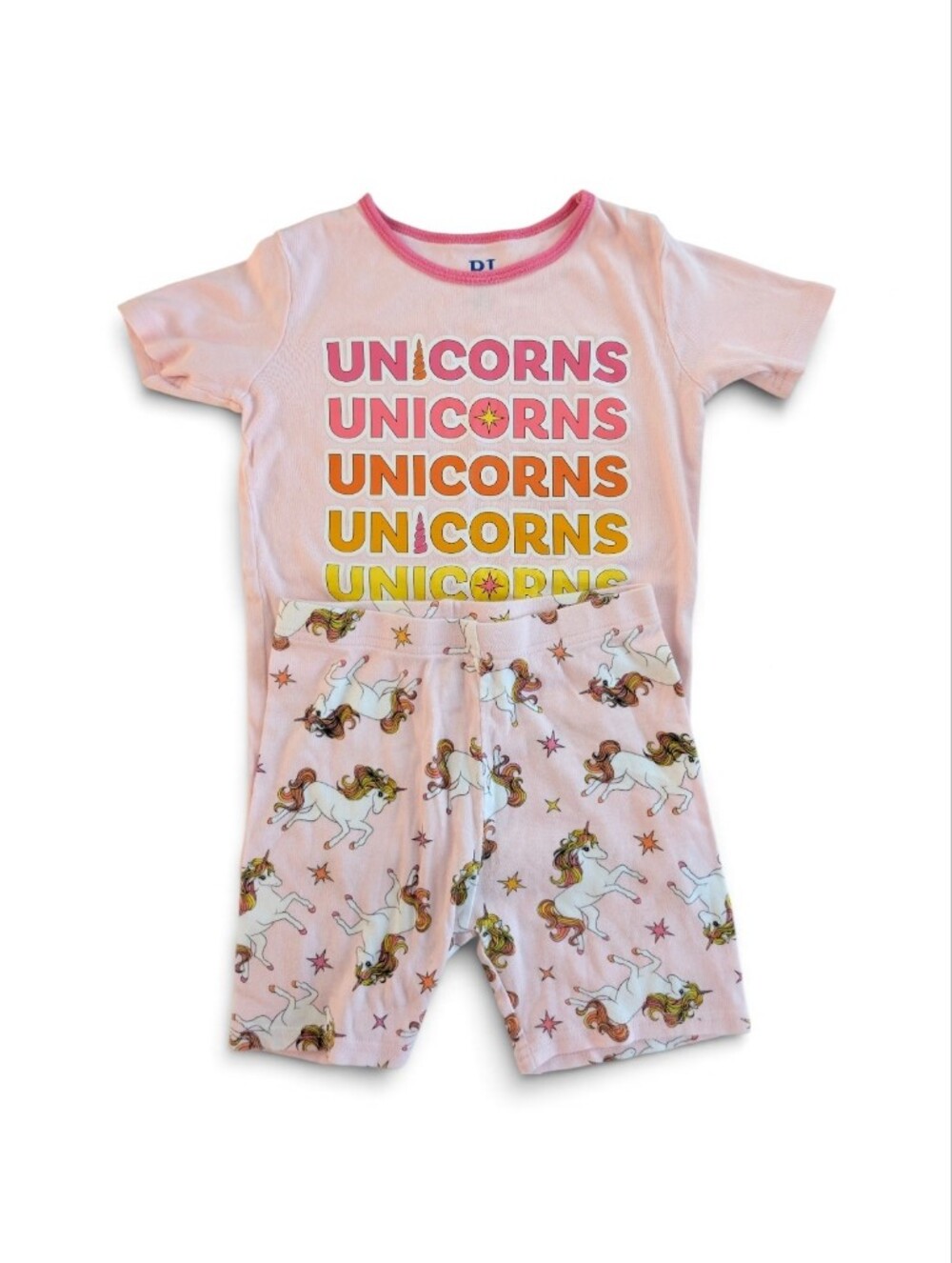 Pj Place Pink Unicorns Kids Pajama Set Cotton Size 8